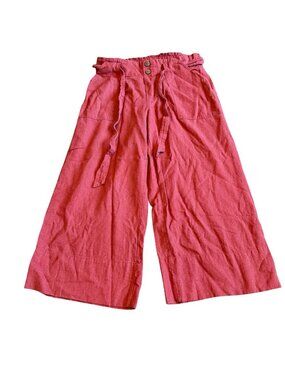 Maison Belle Linen Blend Wide Leg Cropped Length Pants Casual Comfy Size Medium